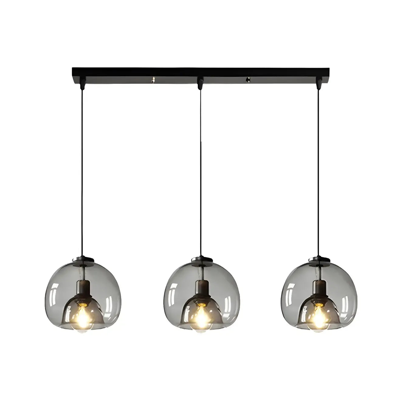 Suspension moderne en verre noir pour cuisine et salle à manger
