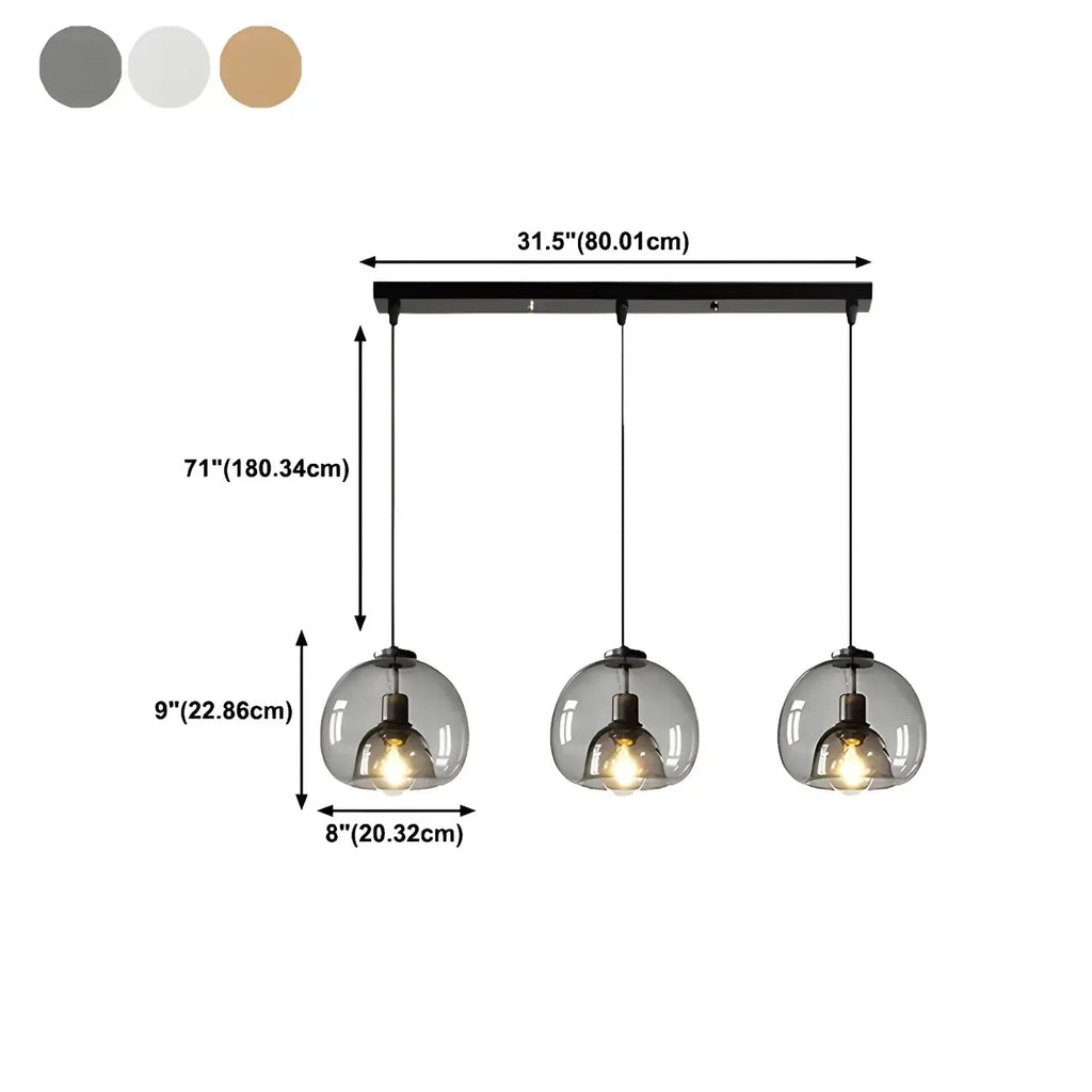 Suspension moderne en verre noir pour cuisine et salle à manger