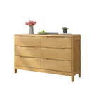Commodes horizontales en bois d'hévéa naturel à 6 tiroirs