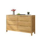 Commodes horizontales en bois d'hévéa naturel à 6 tiroirs