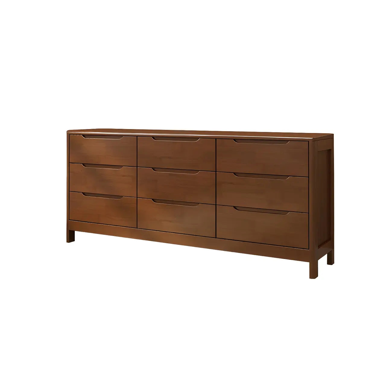 Commodes horizontales en bois d'hévéa naturel à 6 tiroirs