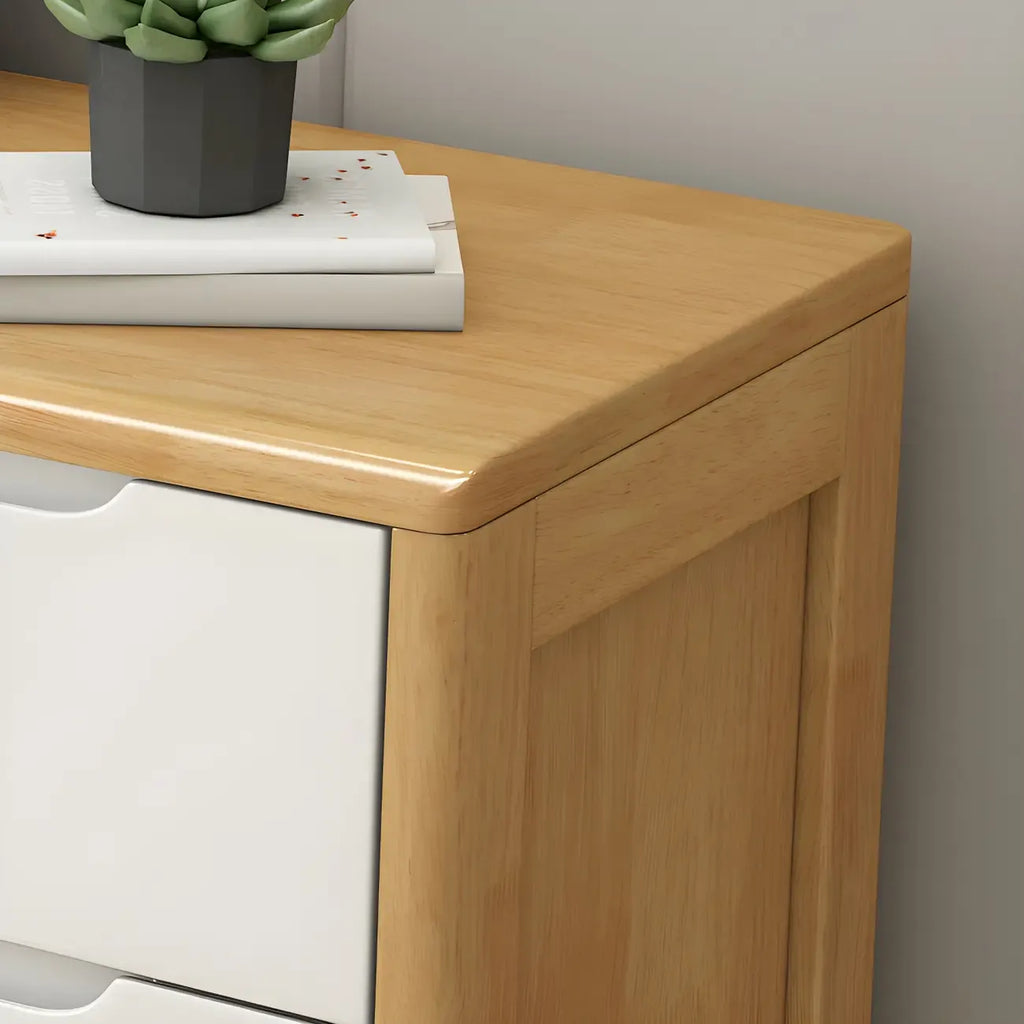 Commodes horizontales en bois d'hévéa naturel à 6 tiroirs