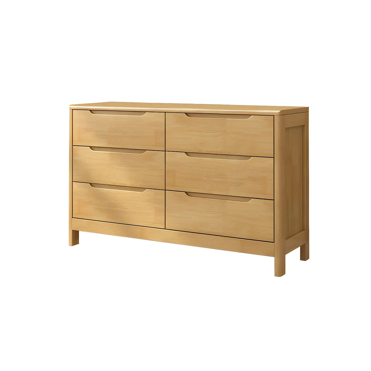 Commodes horizontales en bois d'hévéa naturel à 6 tiroirs