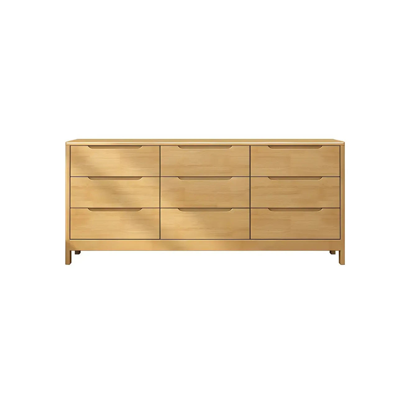 Commodes horizontales en bois d'hévéa naturel à 6 tiroirs