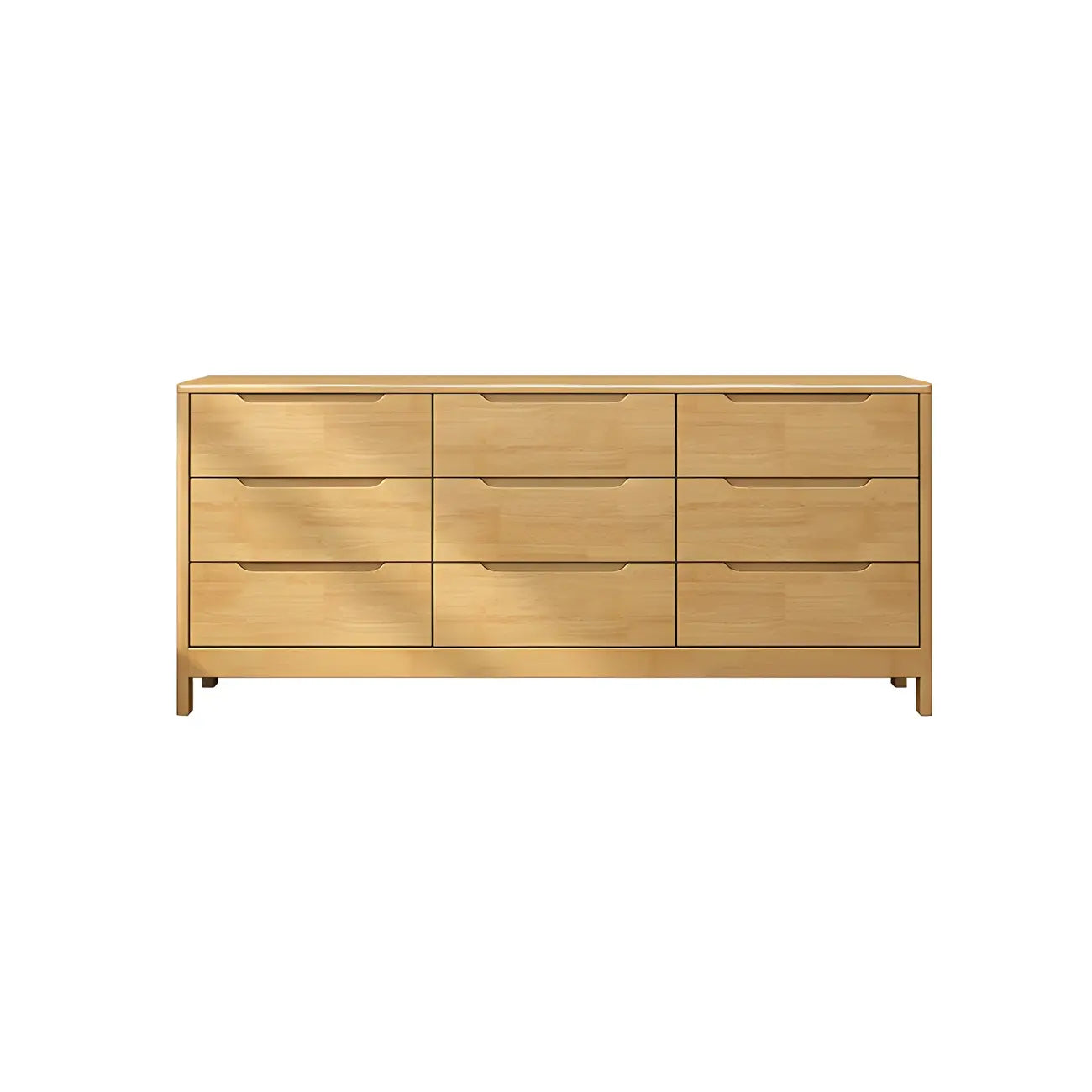 Commodes horizontales en bois d'hévéa naturel à 6 tiroirs