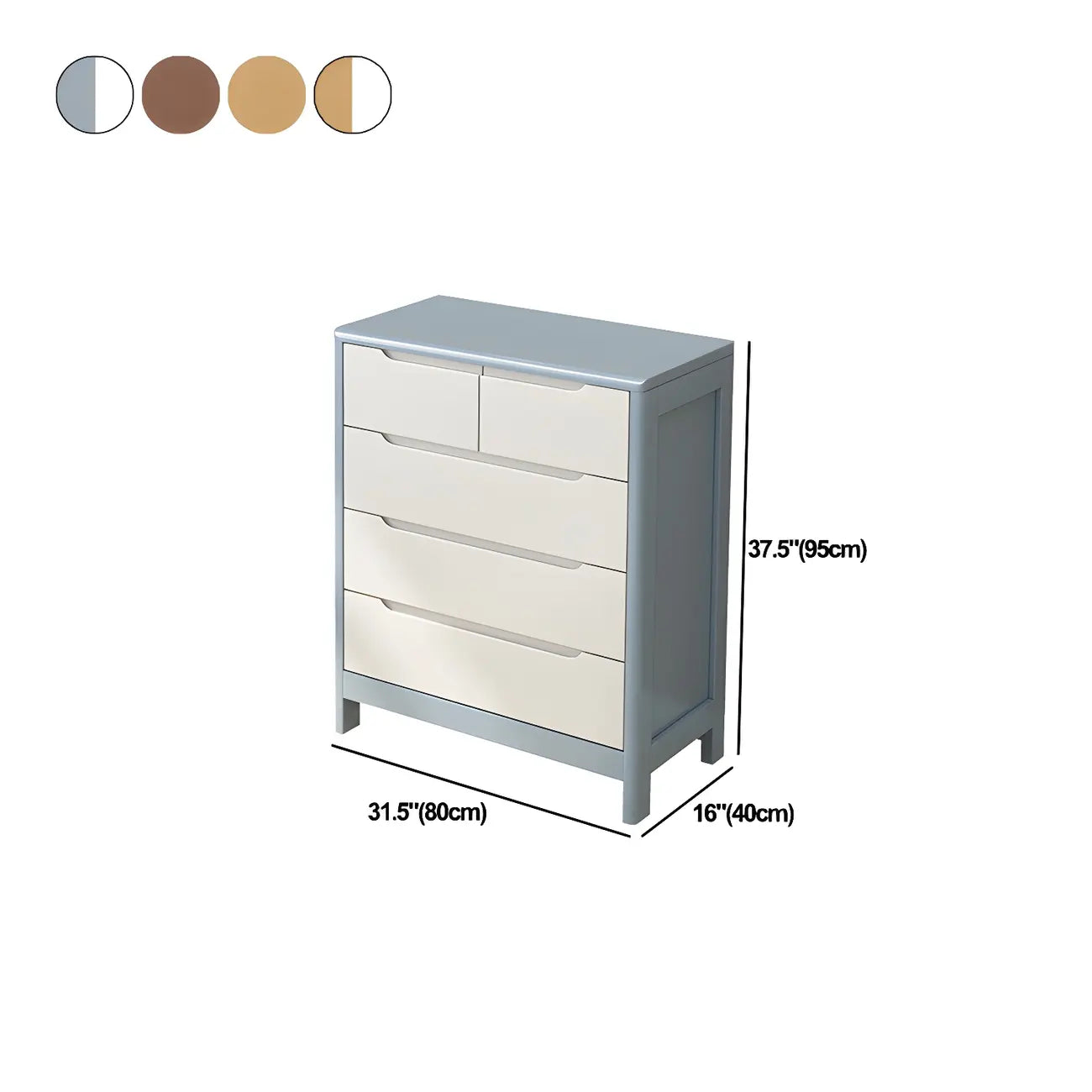 Commodes horizontales en bois d'hévéa naturel à 6 tiroirs