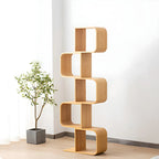 Bibliothèque verticale géométrique en bois de bambou finition naturelle