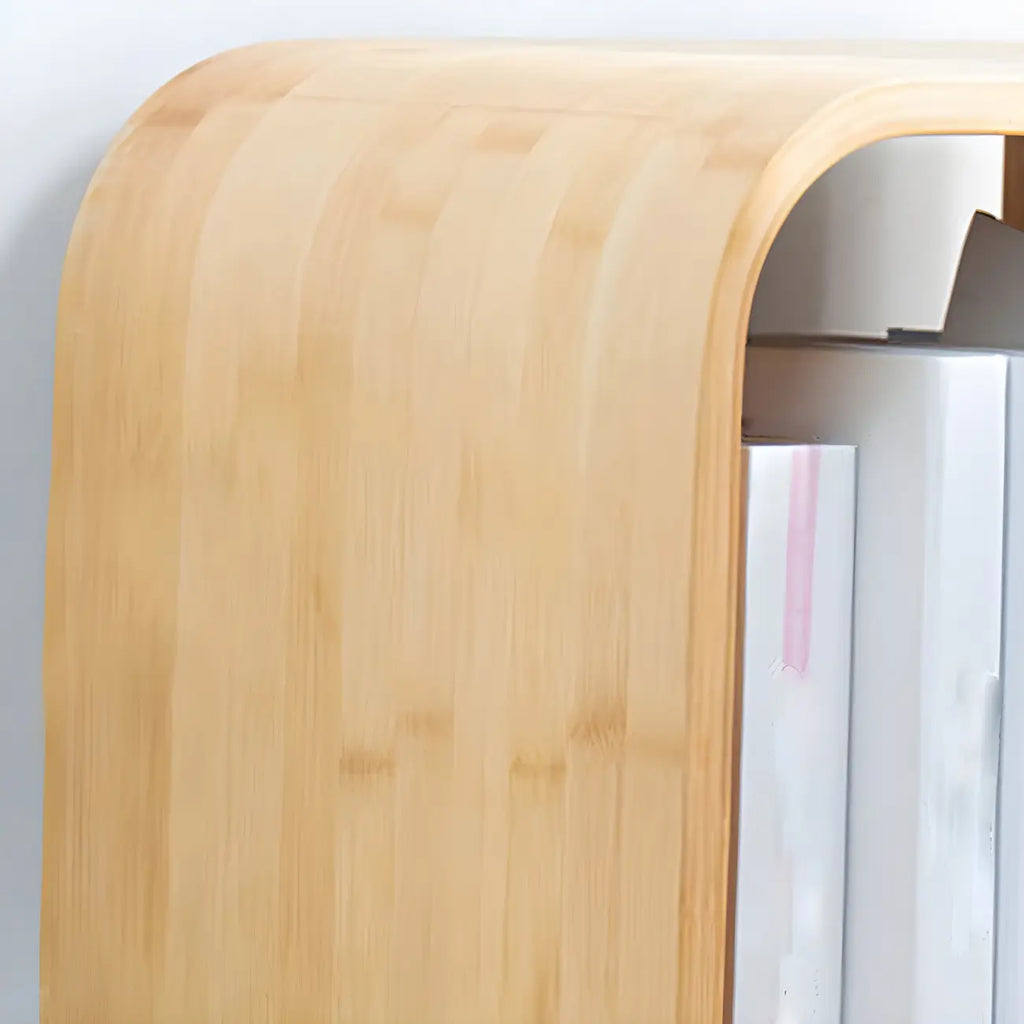 Bibliothèque verticale géométrique en bois de bambou finition naturelle