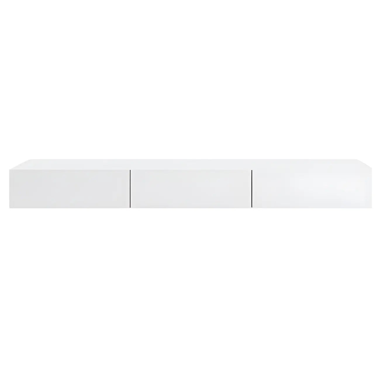 Meuble TV suspendu contemporain en bois blanc avec éclairage intégré