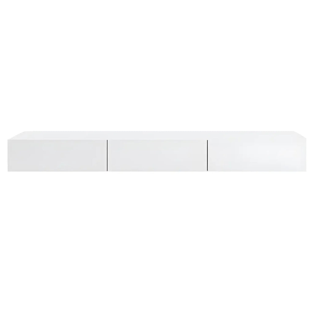 Meuble TV suspendu contemporain en bois blanc avec éclairage intégré