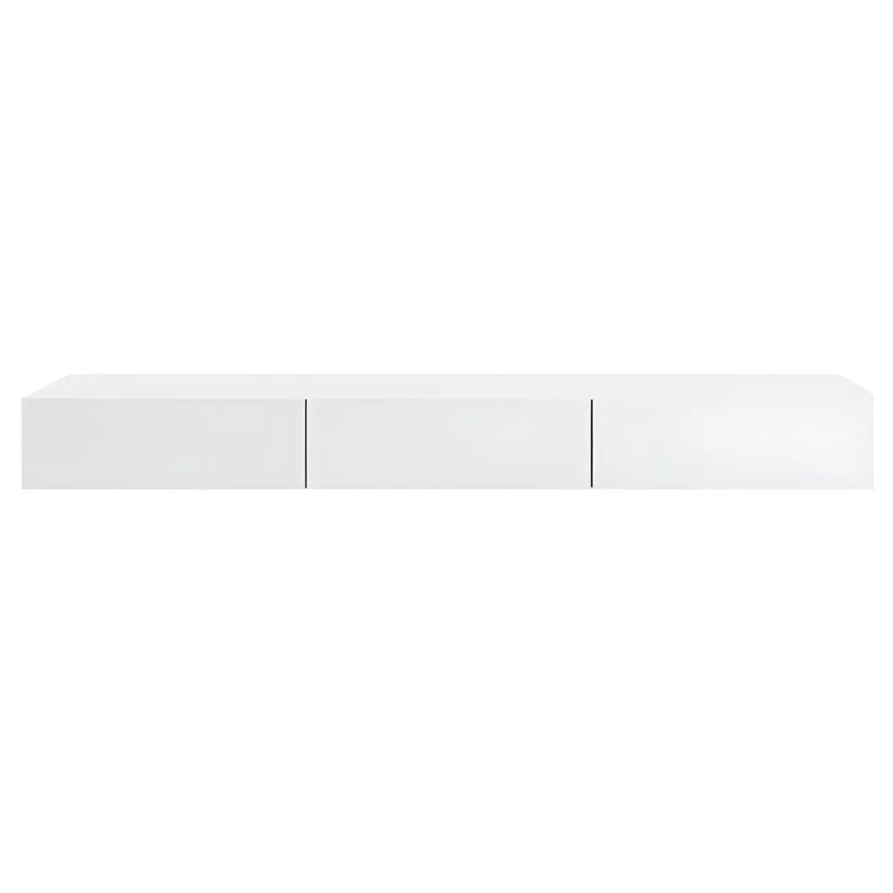 Meuble TV suspendu contemporain en bois blanc avec éclairage intégré