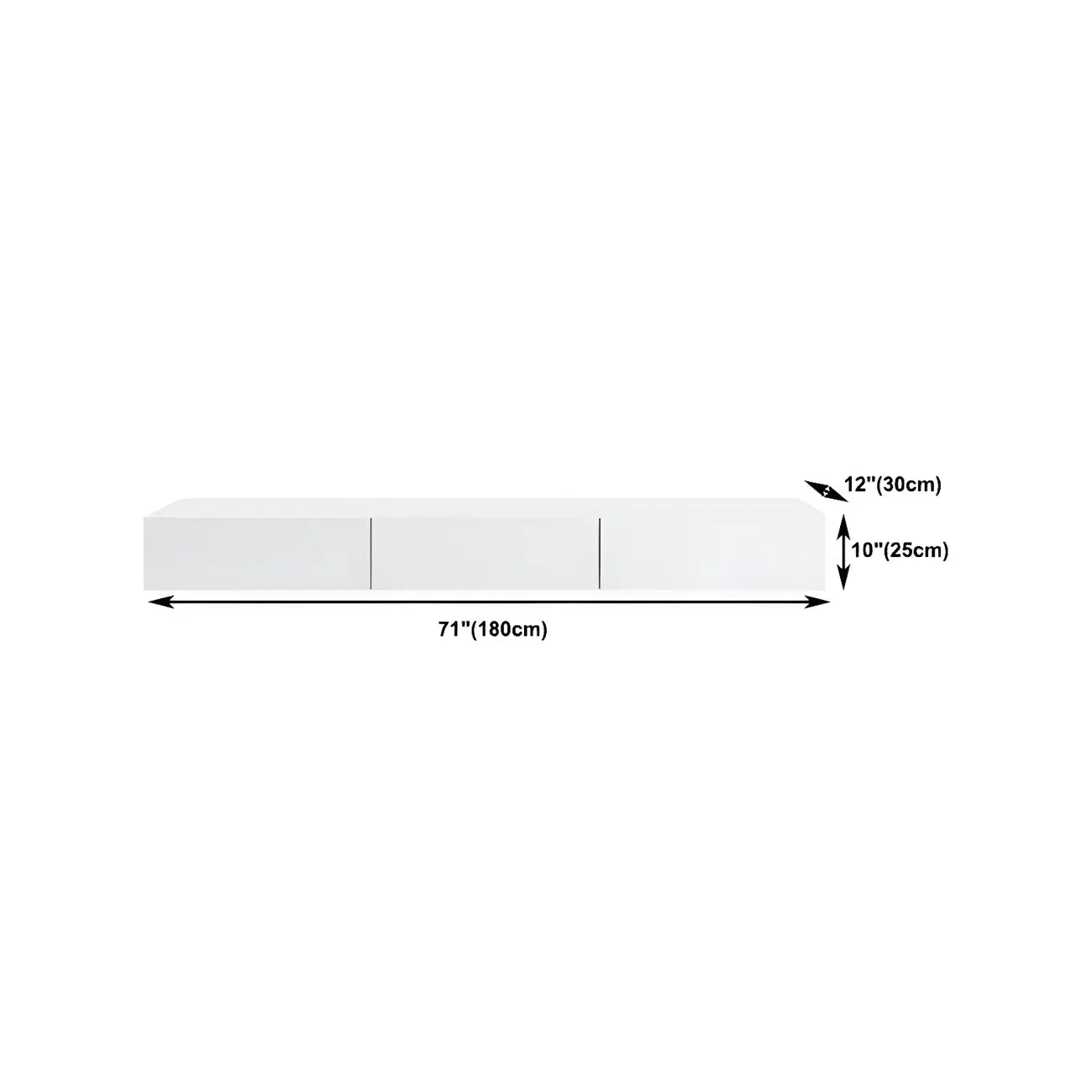 Meuble TV suspendu contemporain en bois blanc avec éclairage intégré