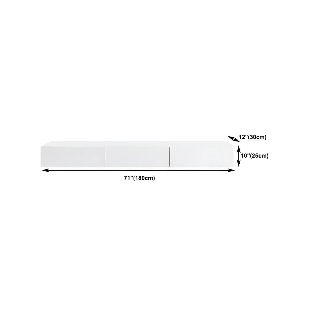 Meuble TV suspendu contemporain en bois blanc avec éclairage intégré