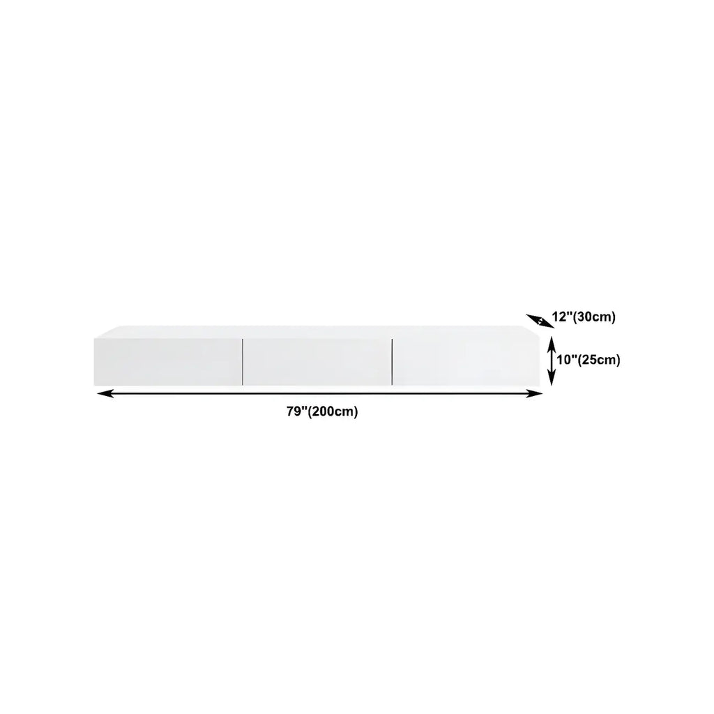 Meuble TV suspendu contemporain en bois blanc avec éclairage intégré