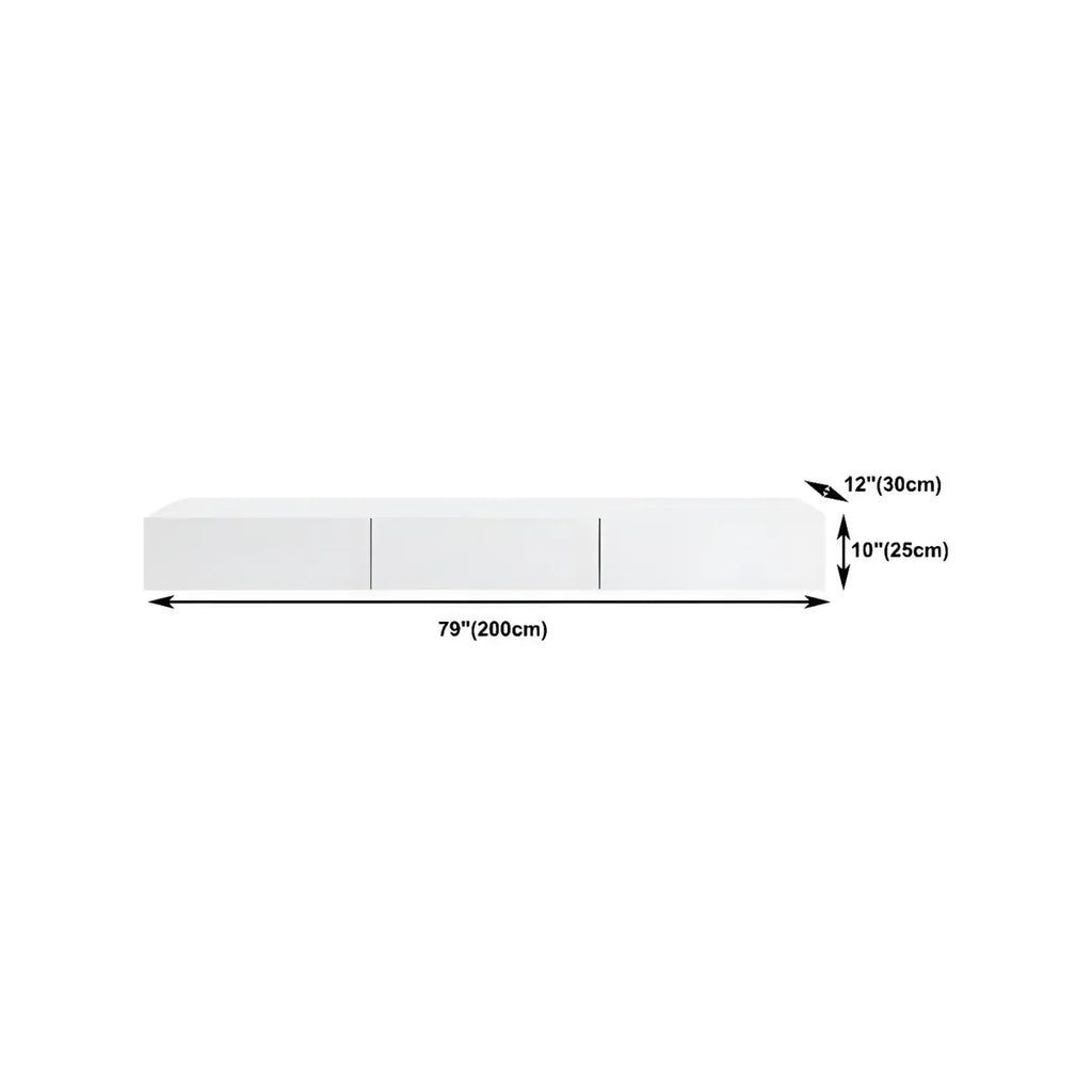 Meuble TV suspendu contemporain en bois blanc avec éclairage intégré