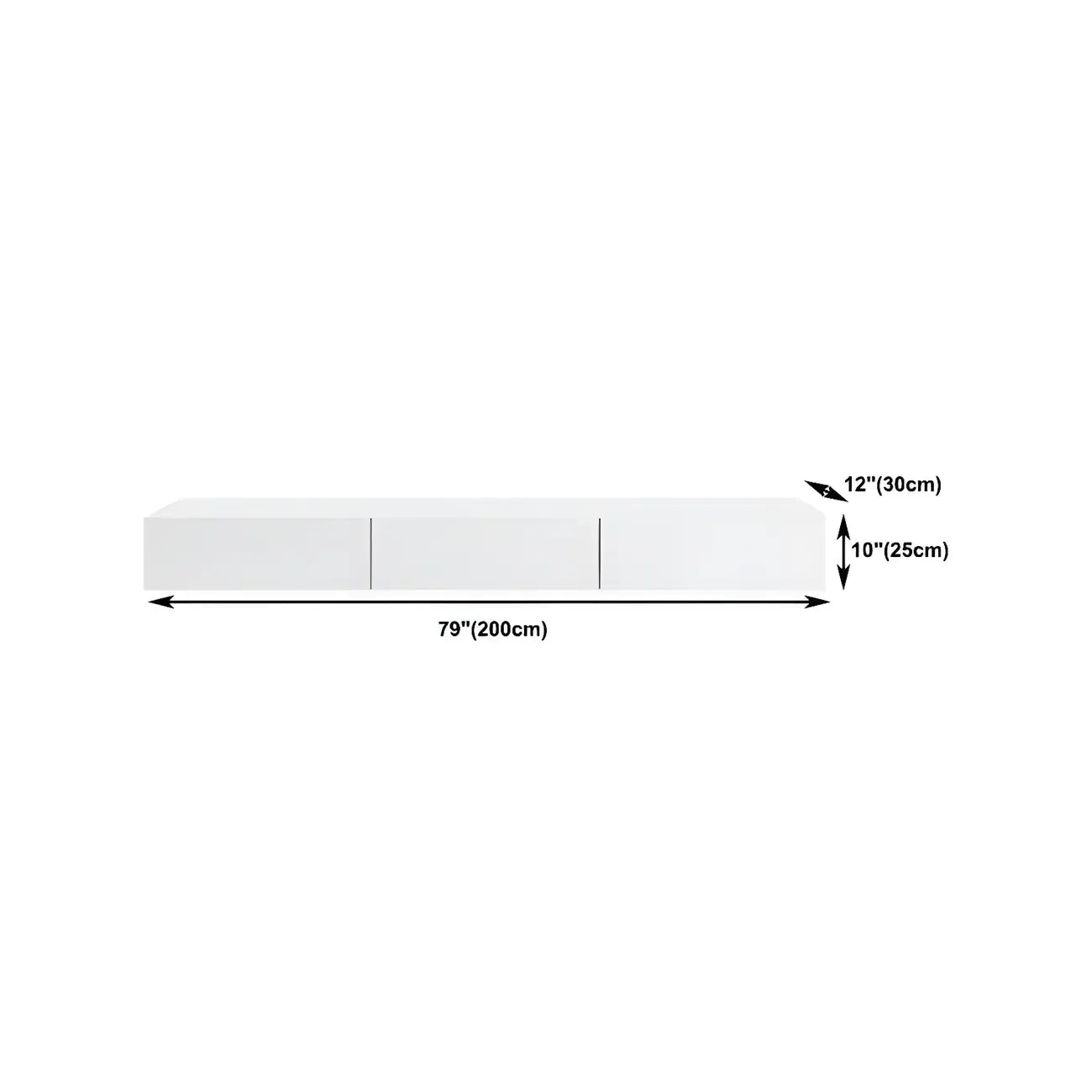 Meuble TV suspendu contemporain en bois blanc avec éclairage intégré