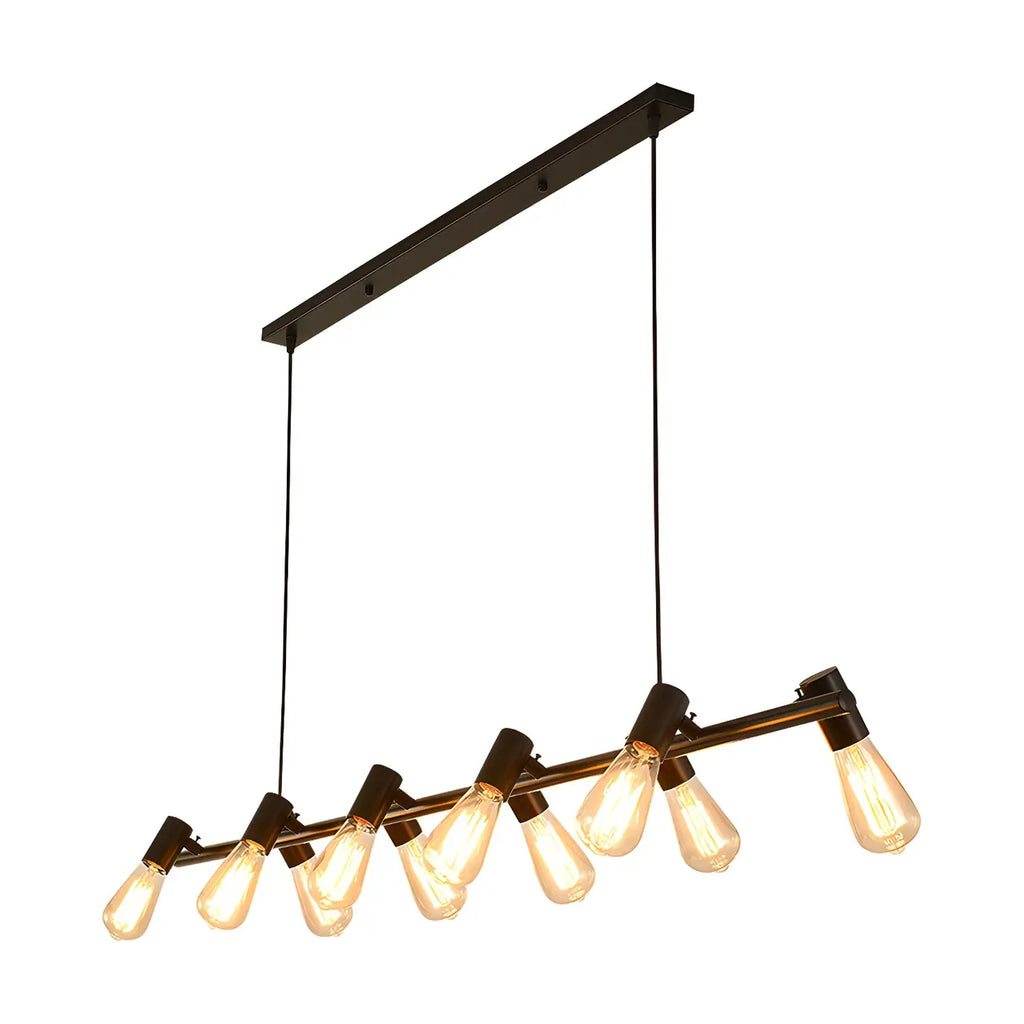 Suspension industrielle noire à plusieurs lumières