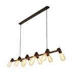 Suspension industrielle noire à plusieurs lumières