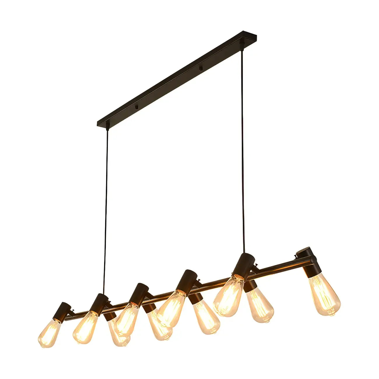 Suspension industrielle noire à plusieurs lumières