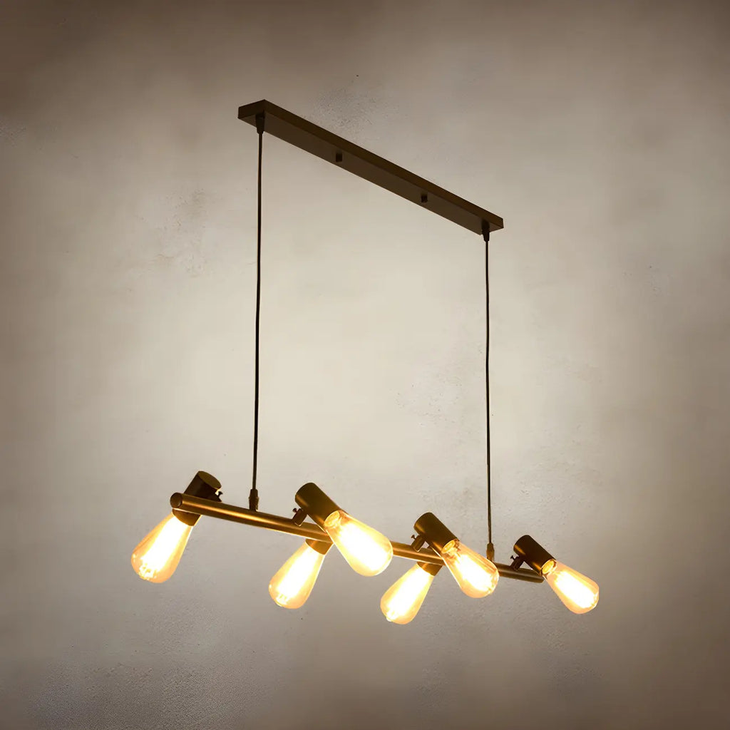 Suspension industrielle noire à plusieurs lumières