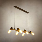 Suspension industrielle noire à plusieurs lumières