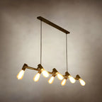 Suspension industrielle noire à plusieurs lumières