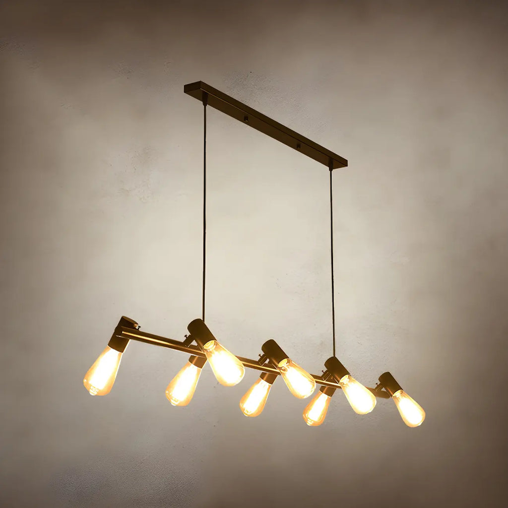 Suspension industrielle noire à plusieurs lumières
