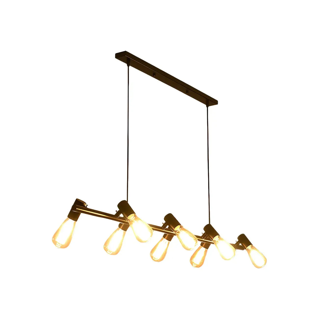 Suspension industrielle noire à plusieurs lumières