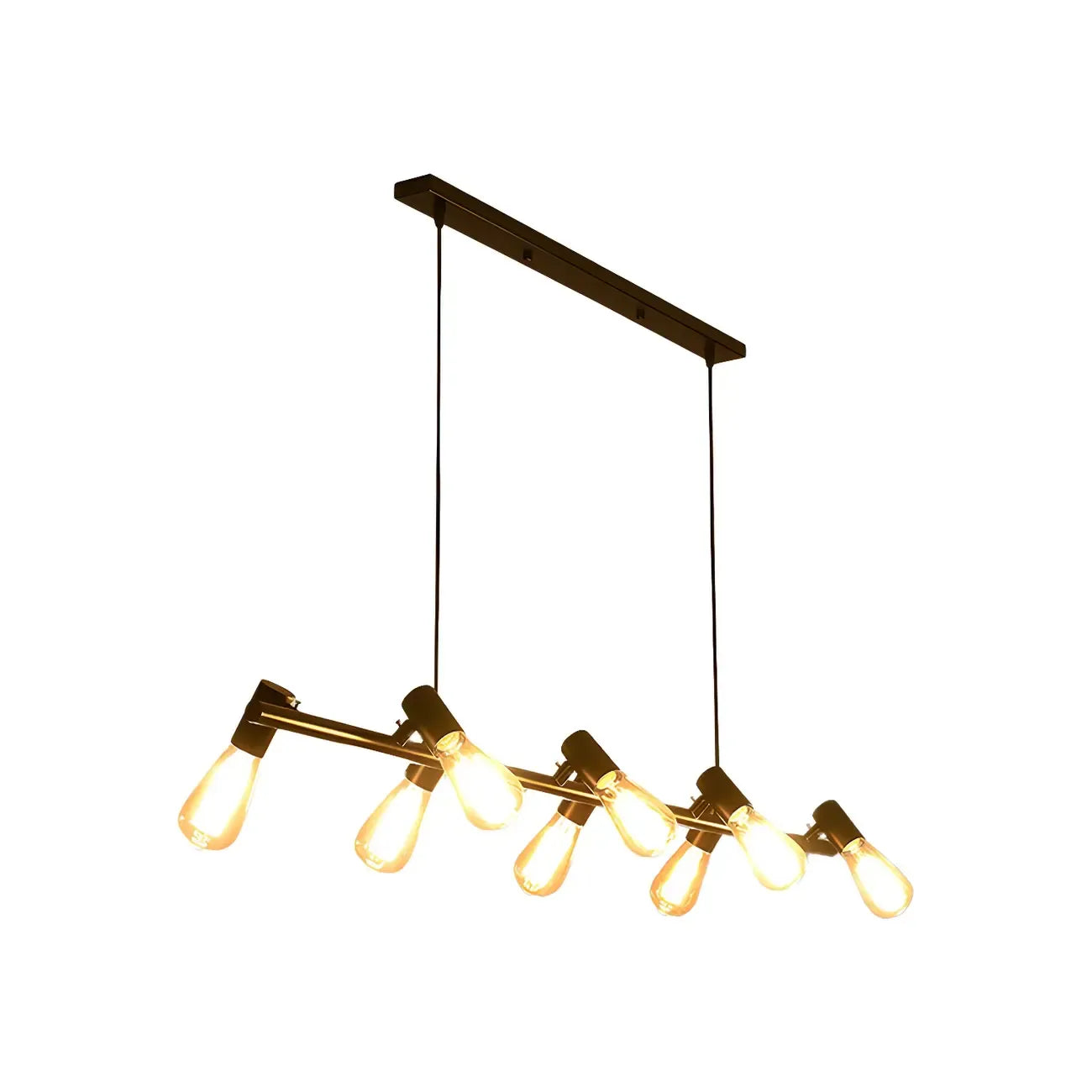Suspension industrielle noire à plusieurs lumières