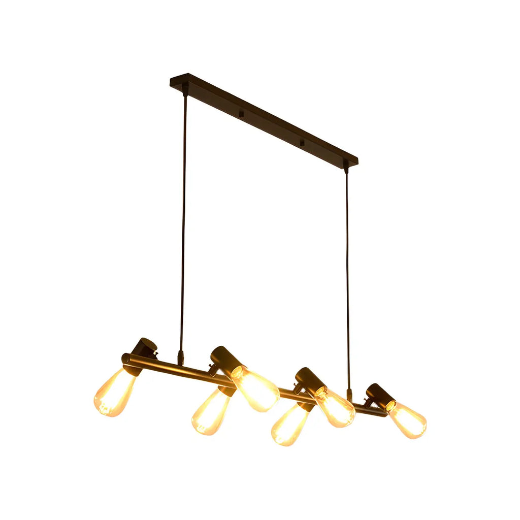 Suspension industrielle noire à plusieurs lumières