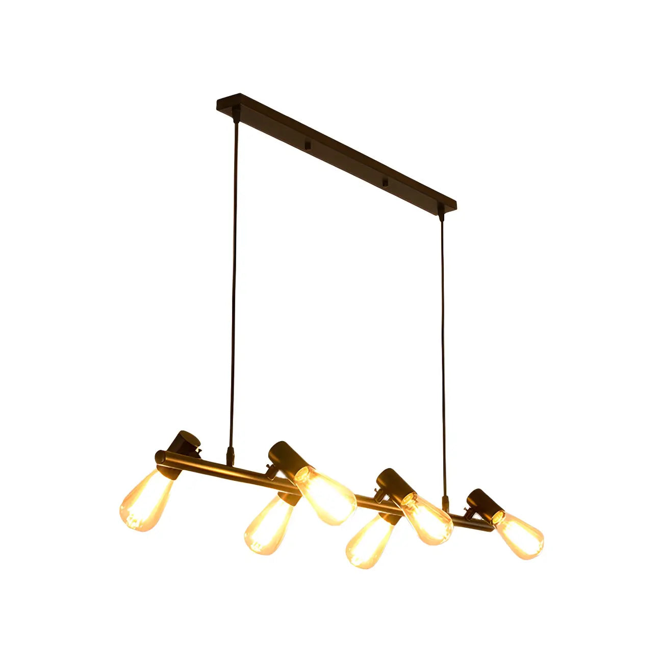 Suspension industrielle noire à plusieurs lumières
