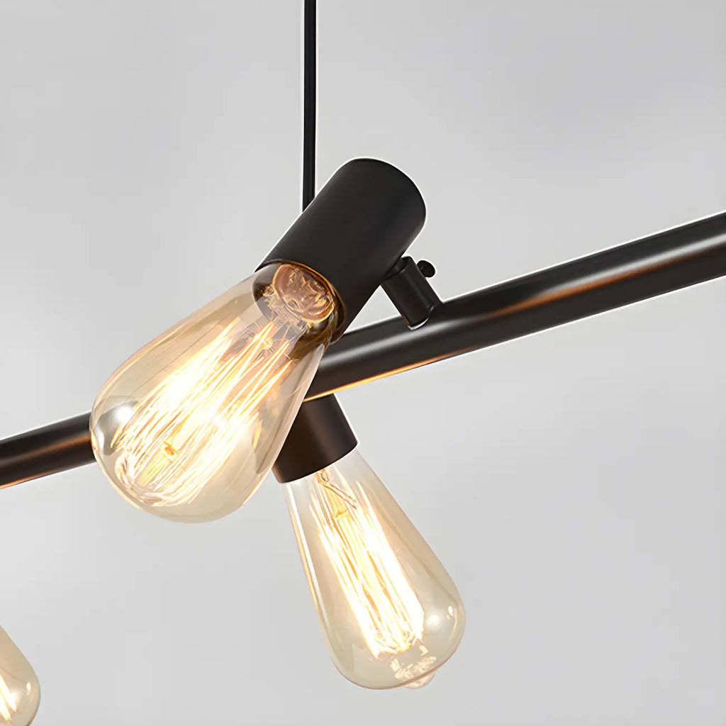 Suspension industrielle noire à plusieurs lumières