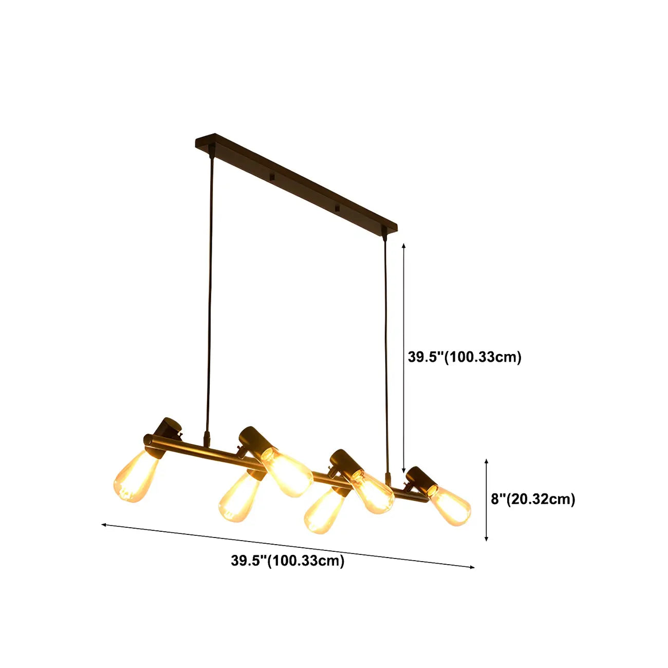 Suspension industrielle noire à plusieurs lumières