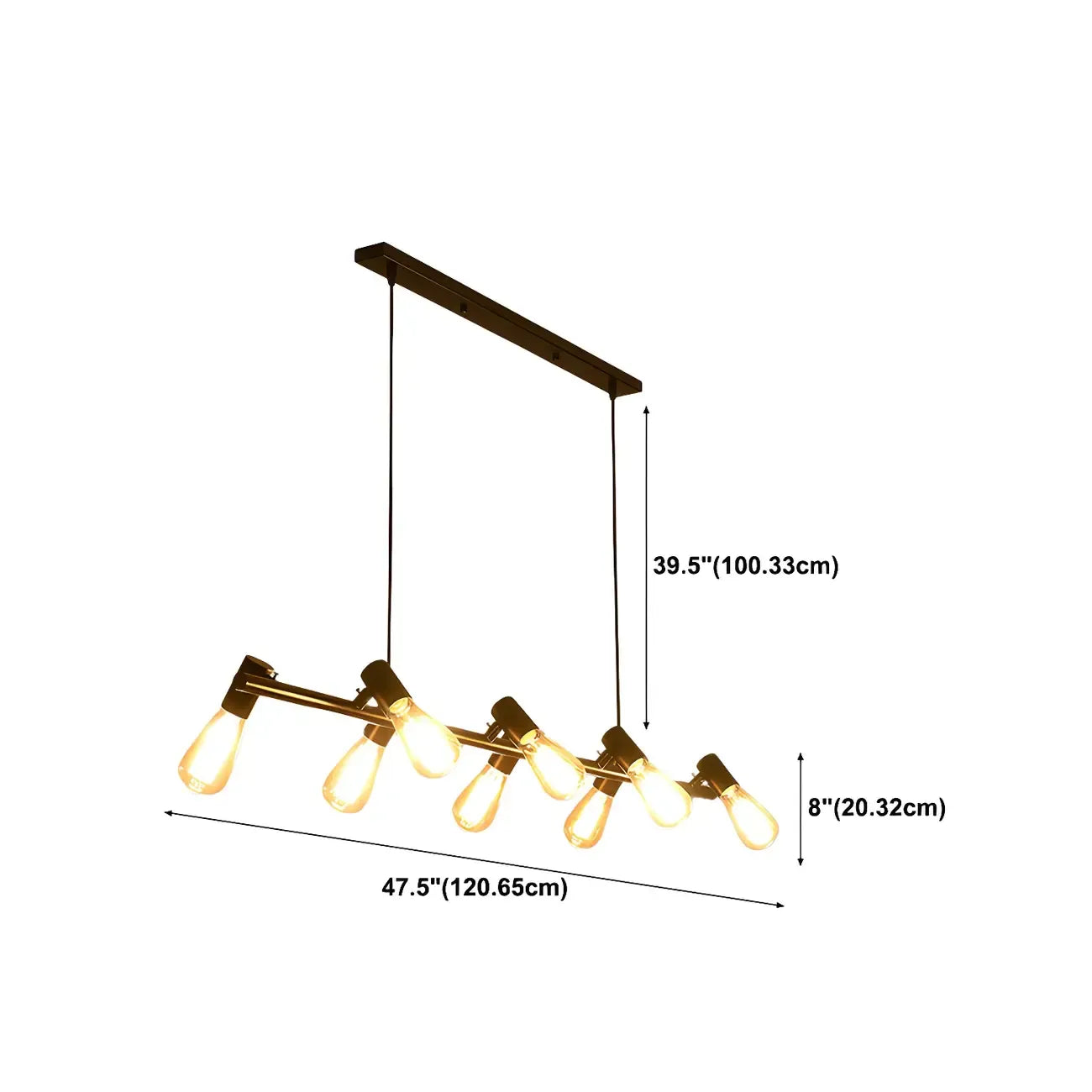 Suspension industrielle noire à plusieurs lumières