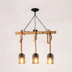 Suspension industrielle à 8 lumières en forme de bouteille de fer avec décoration en corde