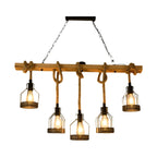 Suspension industrielle à 8 lumières en forme de bouteille de fer avec décoration en corde