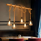 Suspension industrielle à 8 lumières en forme de bouteille de fer avec décoration en corde