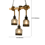 Suspension industrielle à 8 lumières en forme de bouteille de fer avec décoration en corde