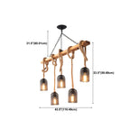 Suspension industrielle à 8 lumières en forme de bouteille de fer avec décoration en corde