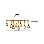 Suspension industrielle à 8 lumières en forme de bouteille de fer avec décoration en corde