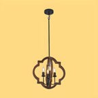 Lustre candélabre industriel réglable en bois brun avec cage