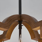 Lustre candélabre industriel réglable en bois brun avec cage