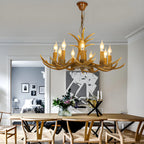 Lustre rustique en résine dorée en forme de bois de cerf