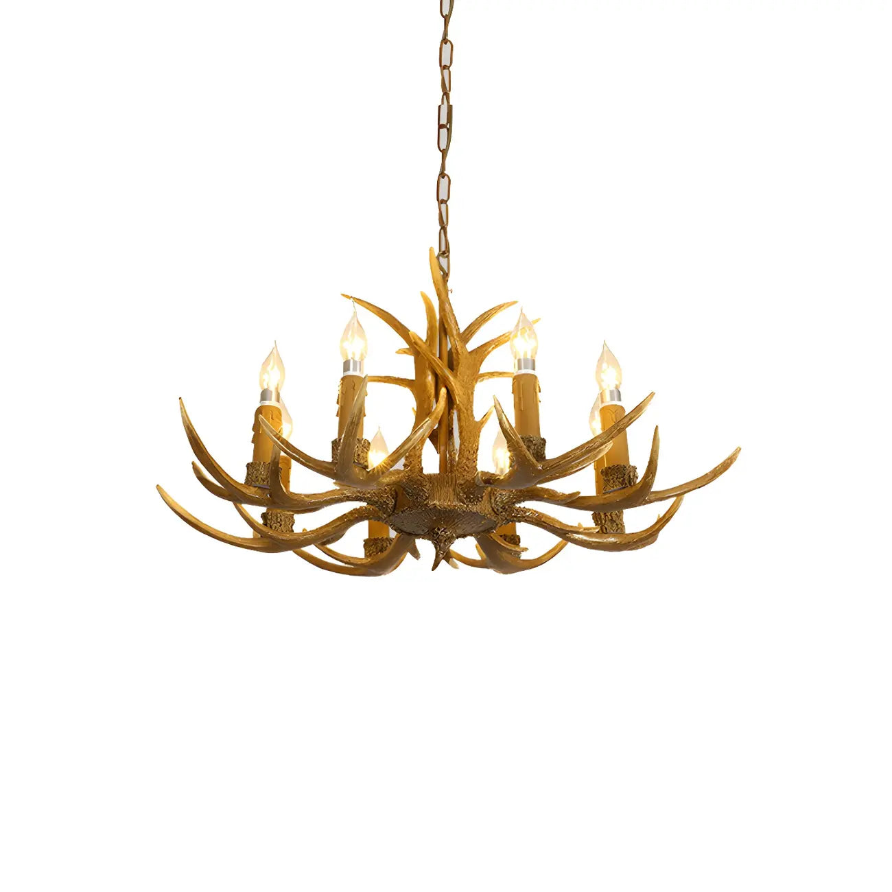 Lustre rustique en résine dorée en forme de bois de cerf