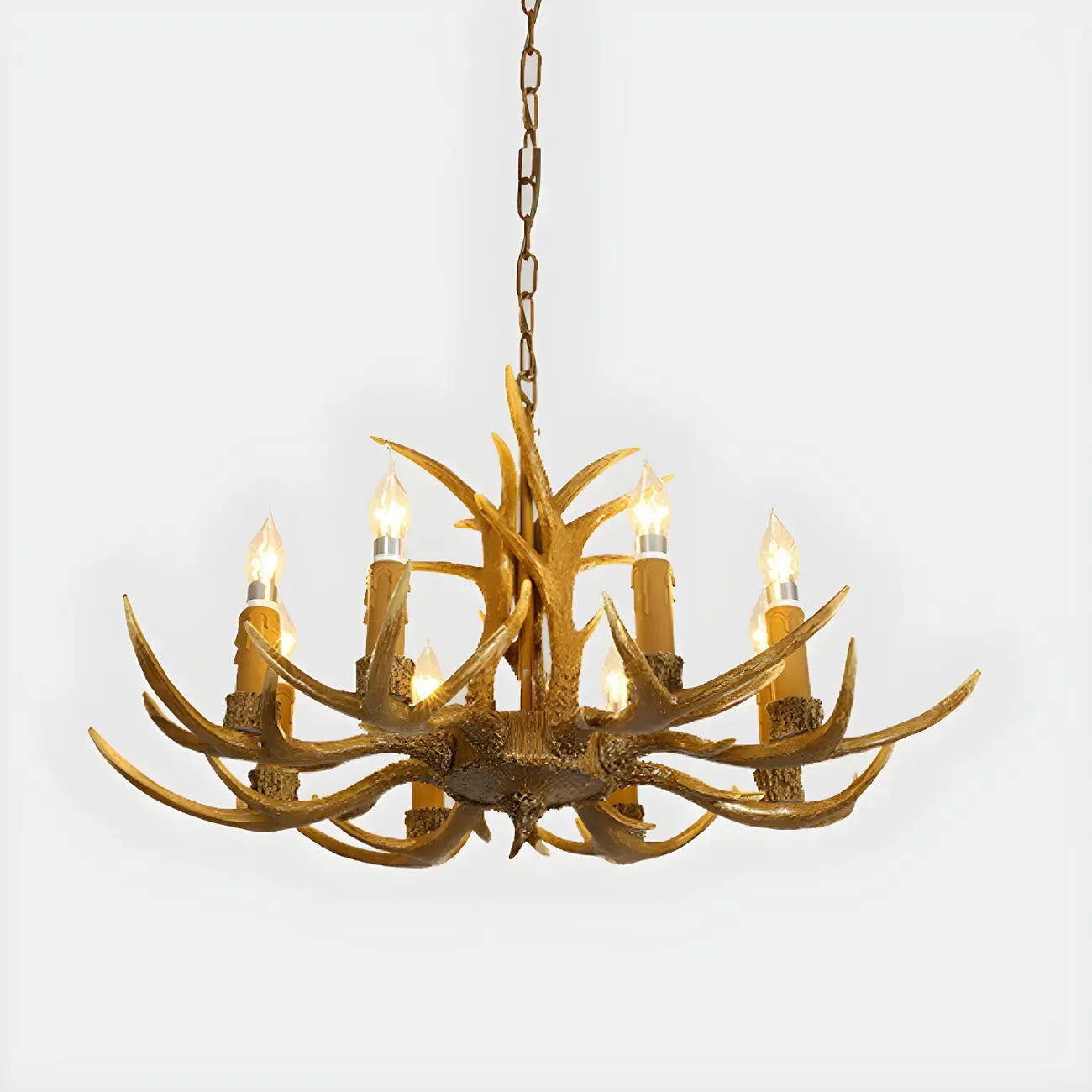 Lustre rustique en résine dorée en forme de bois de cerf