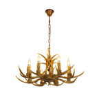 Lustre rustique en résine dorée en forme de bois de cerf