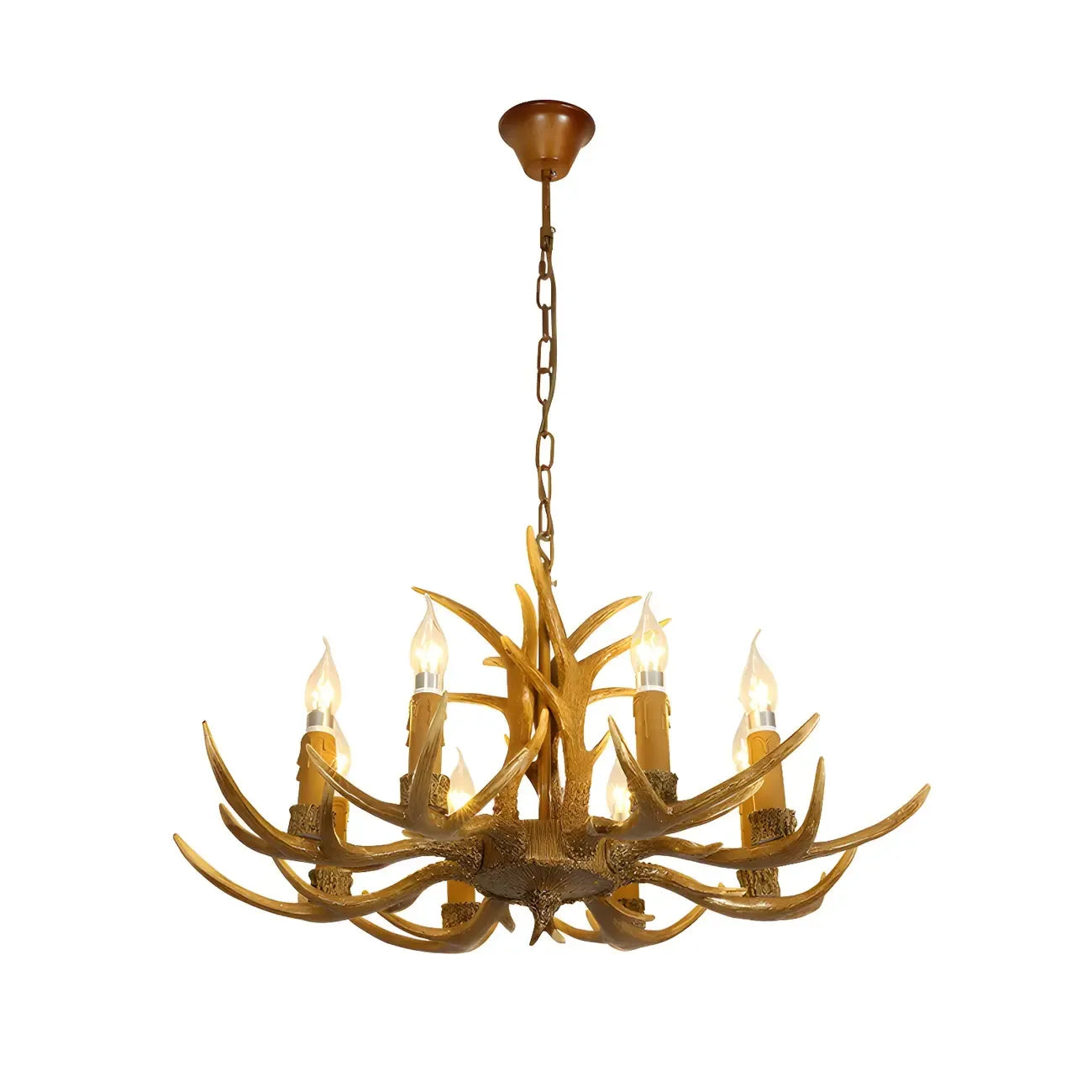 Lustre rustique en résine dorée en forme de bois de cerf