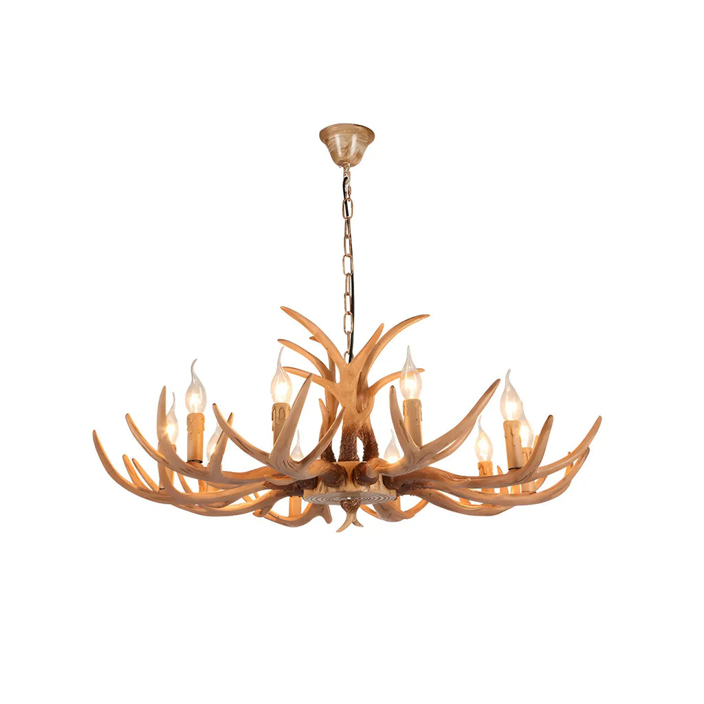 Lustre rustique en résine dorée en forme de bois de cerf