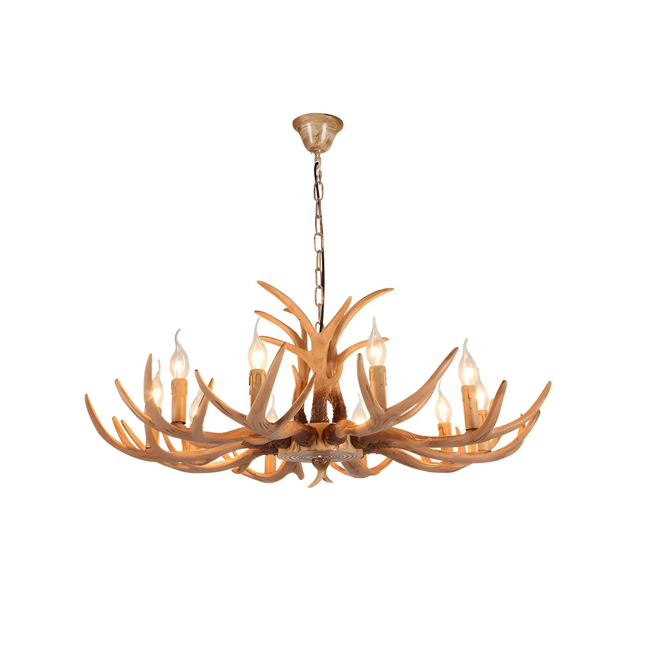 Lustre rustique en résine dorée en forme de bois de cerf