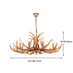 Lustre rustique en résine dorée en forme de bois de cerf